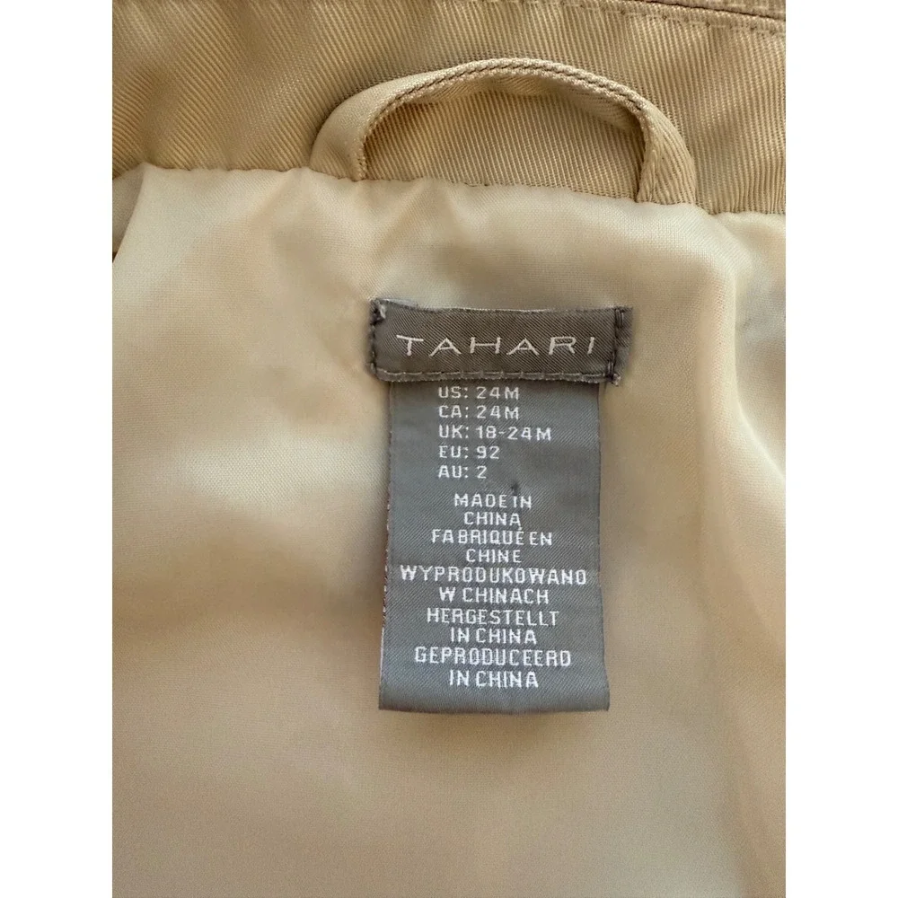 Tahari Toddler Trench Coat Baby Girls Size 24 Months Tan Belted Double-Breasted